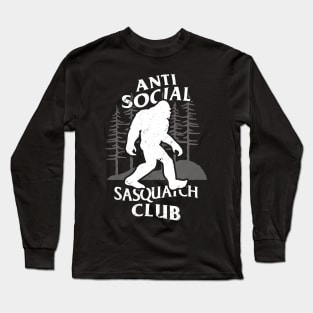 Funny Retro Vintage Alien Bigfoot Sasquatch Antisocial Club Outdoor Meme Long Sleeve T-Shirt